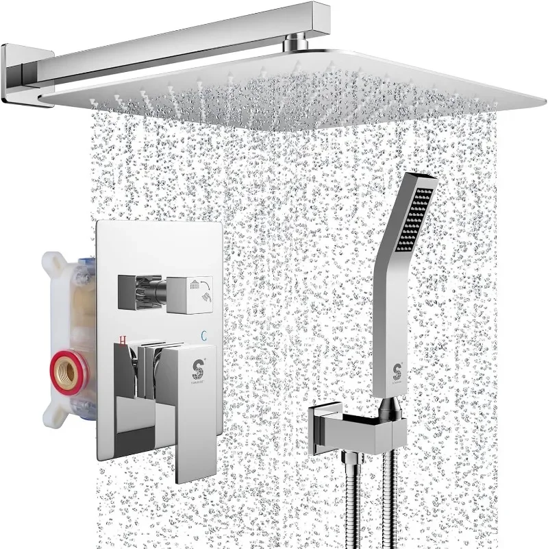 

Shower System - Rain Shower Faucet - All Metal Shower Head Set Durable and Sturdy, It's A Good Choice for You