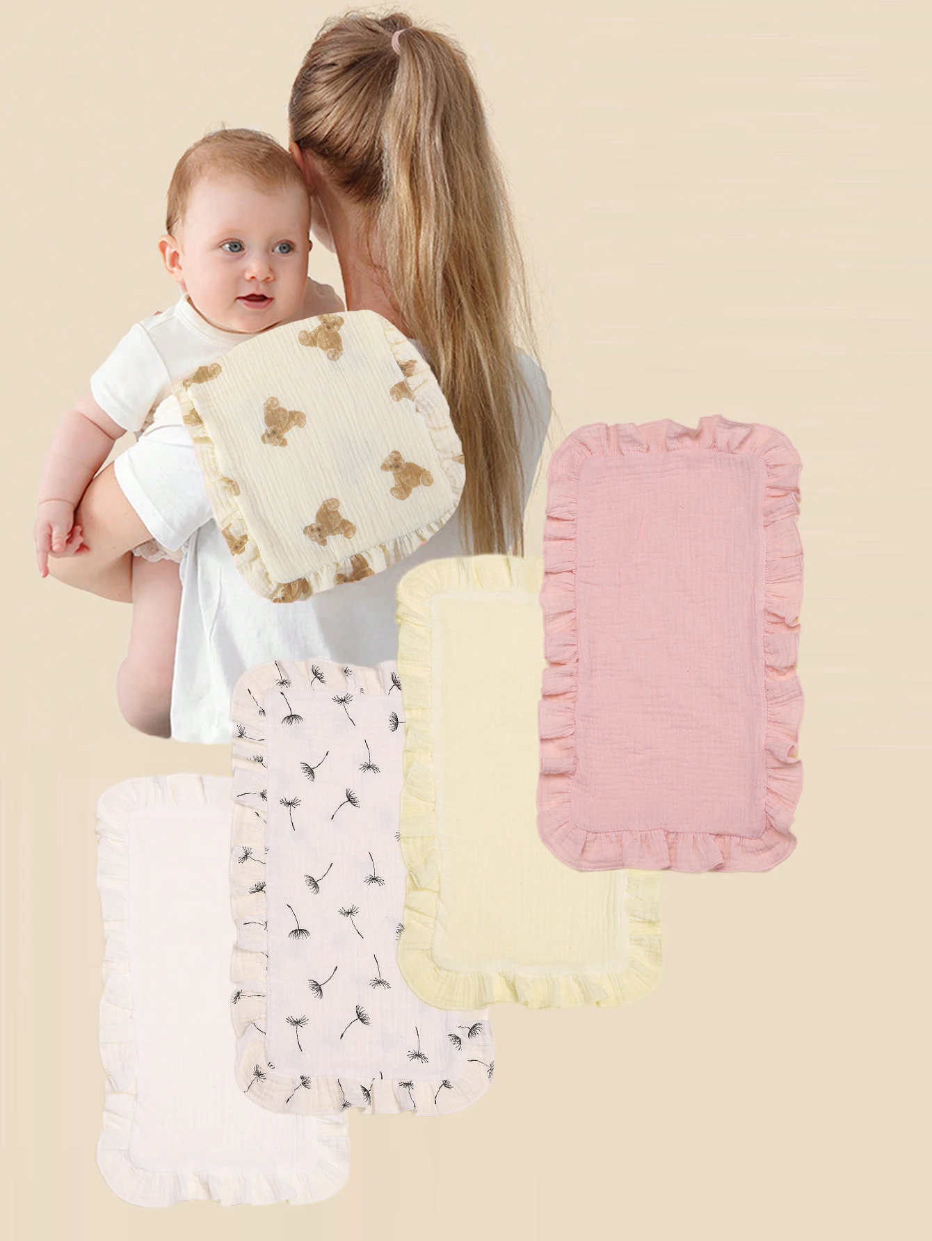 4Pcs/Set Soft Muslin Cotton Gauze Shoulder Rag Baby Burping Pad Ruffle Newborn Multifunction Towels Burp Cloths