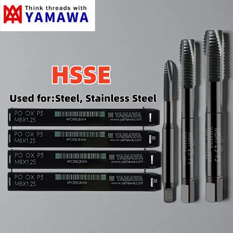 YAMAWA  For Steel INOX HSSE Standard Fine Spiral Pointed Tap PO-OX M1M2M3M4M5M6M7M8M10M11M12M14M16M18M20M22M24 Thread Taps