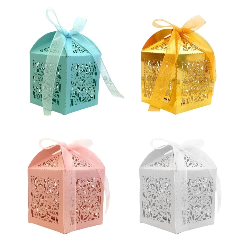 50pcs/lot Candies Packaging Box Gift Sweets Boxes for Valentines Day Wedding Baptism Treat Boxes Packing Box Party Favor