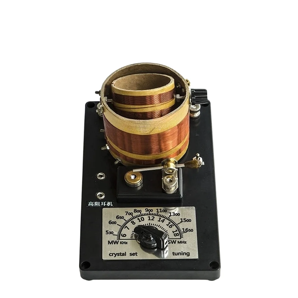 1Pcs Metal Radio DIY Kit With High Impedance Earphone For AM SW Band Reception Tuning Black Assembly Tool