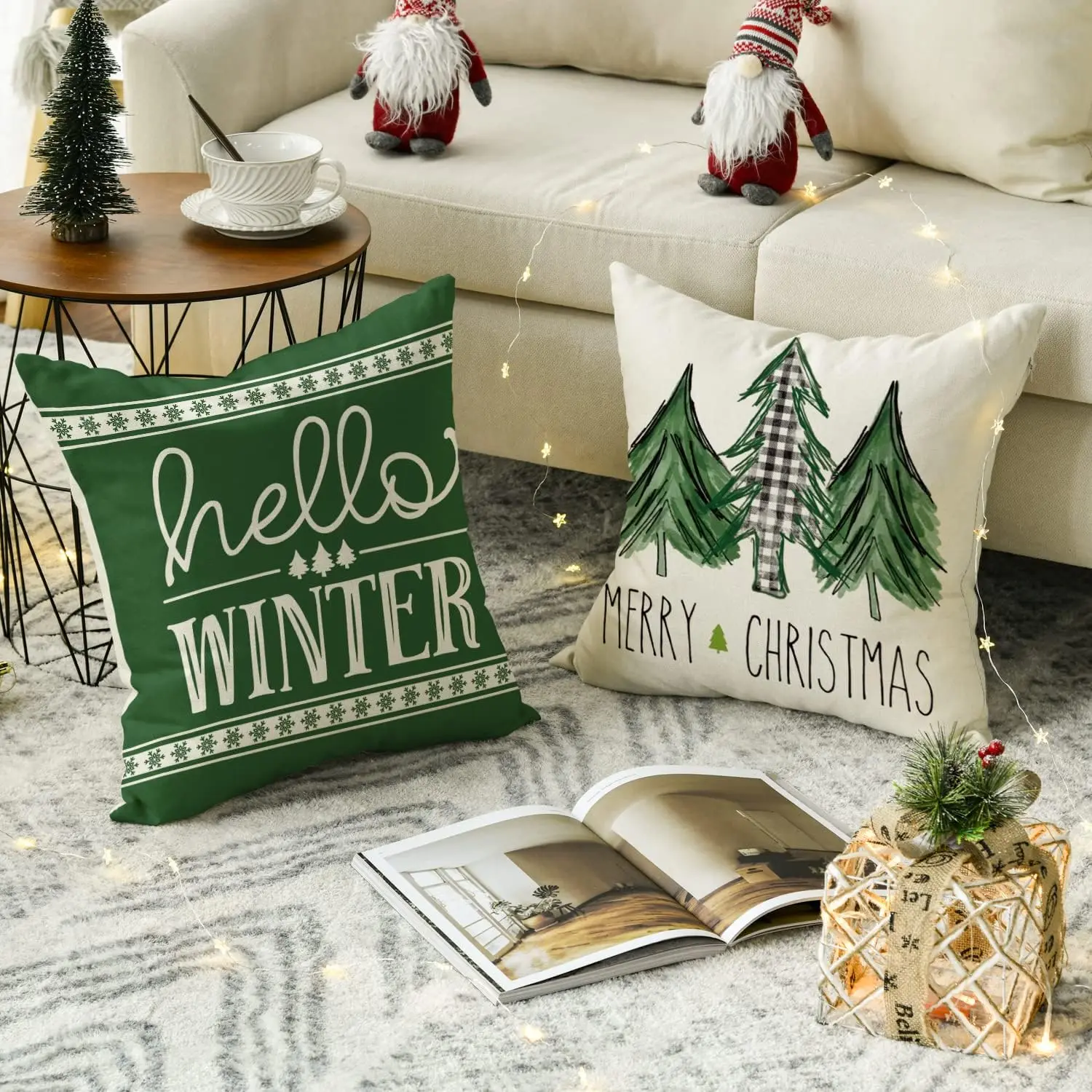 Merry Christmas Tree Motto Green Pillow Cover Cushion Cover Sofa Decoration pillowcase 50*50 decor