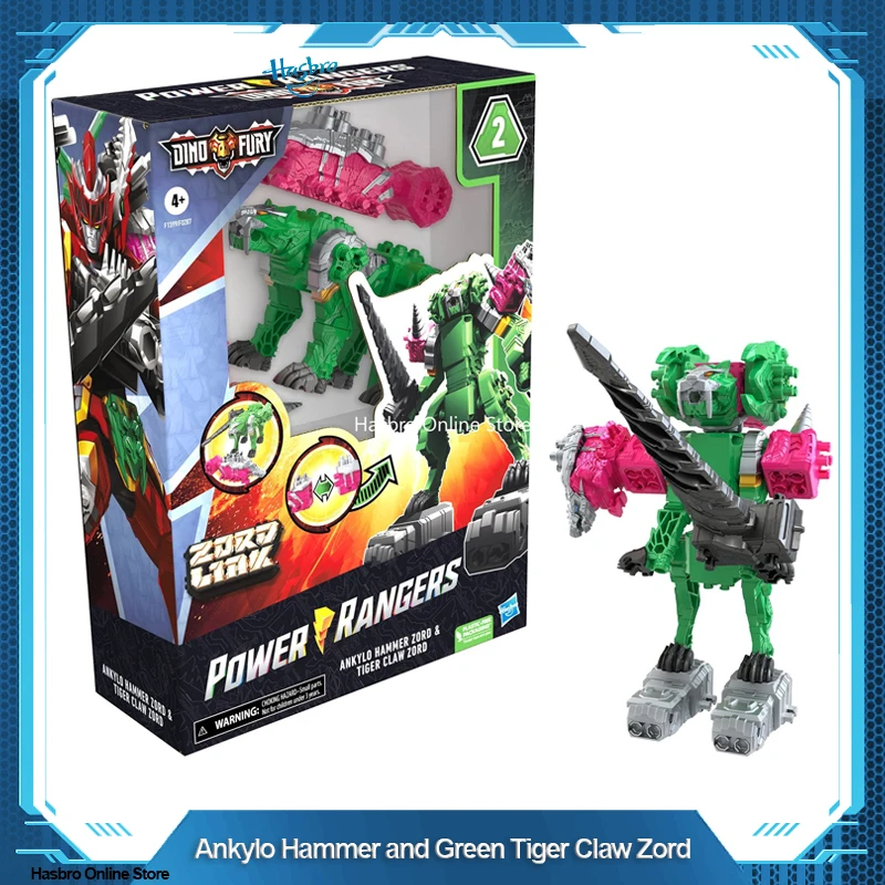 Hasbro Power Rangers Dino Fury Ankylo Hammer and Tiger Claw Zord Action Figure Toys For Kids Birthday Gift F1399