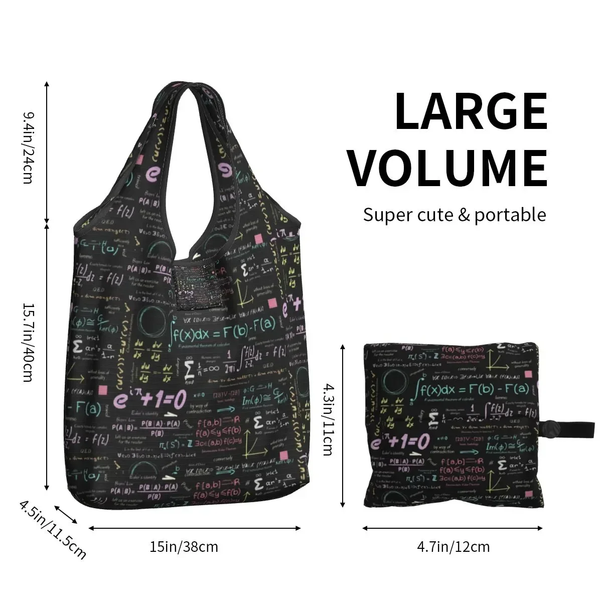 Funny Pure Math Nerd Shopping Tote Bags Portable Physics Science Grocery Shopper Shoulder Bag