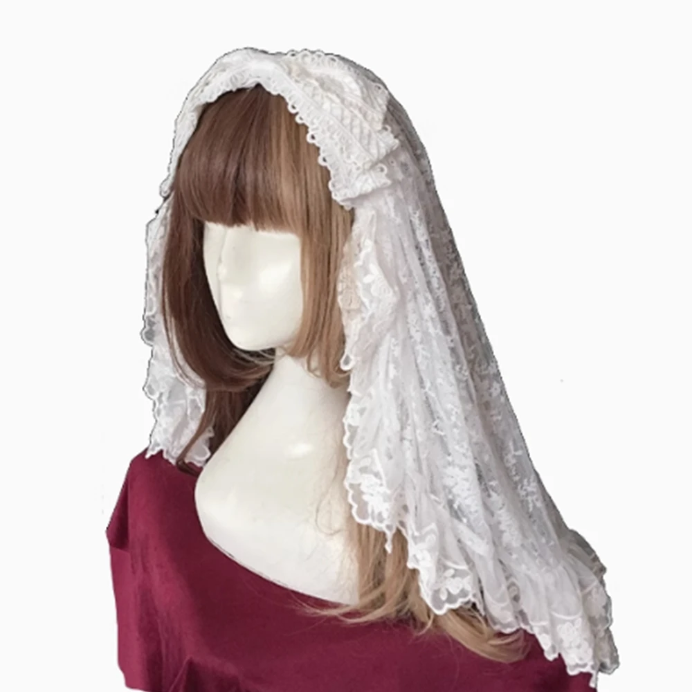 الحلو فتاة القوطية الأسود لوليتا الحجاب الكوع طول شبكة الطبقات الحجاب تأثيري اكسسوارات للنساء القبعات #4