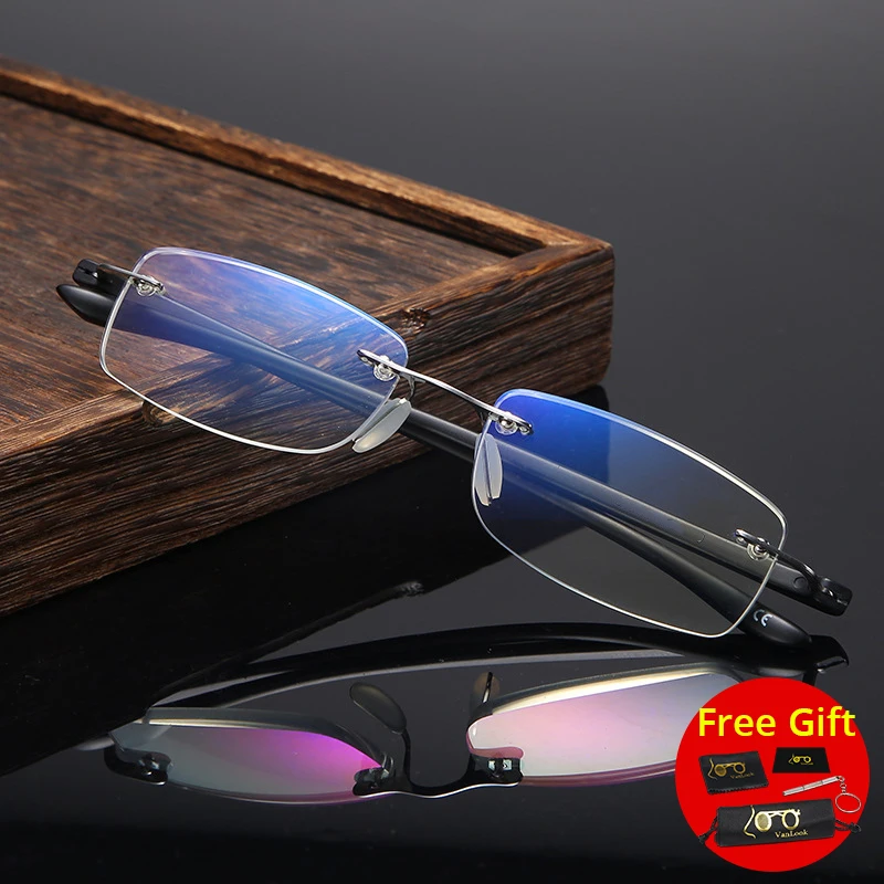 Randlose Lesebrille blaues Licht blockiert tr90 rahmenlose Brillen Presbyopie Spektakel mit Dioptrien 0.75 125 175 225 275 325 – Detail 1