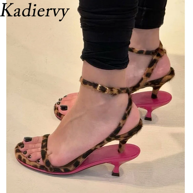 New Strange Style Heels Sandals Woman Genuine Leather Ankle Buckle Strap Runway Shoes Woman High Heels Summer Sandals For Women