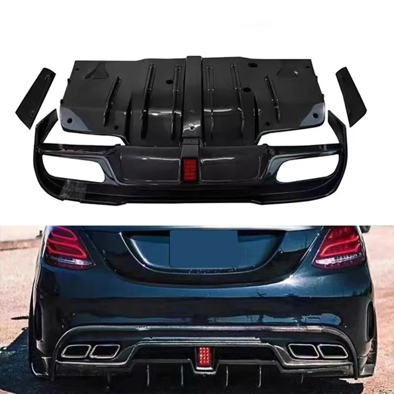 IMP Style Carbon Fibre Fiber BodyKit Rear Diffuser Lip Fit For Mercedes Benz C Class W205 C63 2-door/4-door