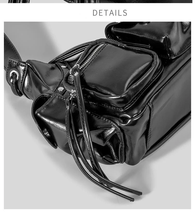 Borsa a tracolla alla moda, borsa da moto multitasche di grande capacità, borsa a tracolla in PU di alta qualità con design di nicchia. Borsa da ascellare in stile ragazza hot Y2K._voghion.com