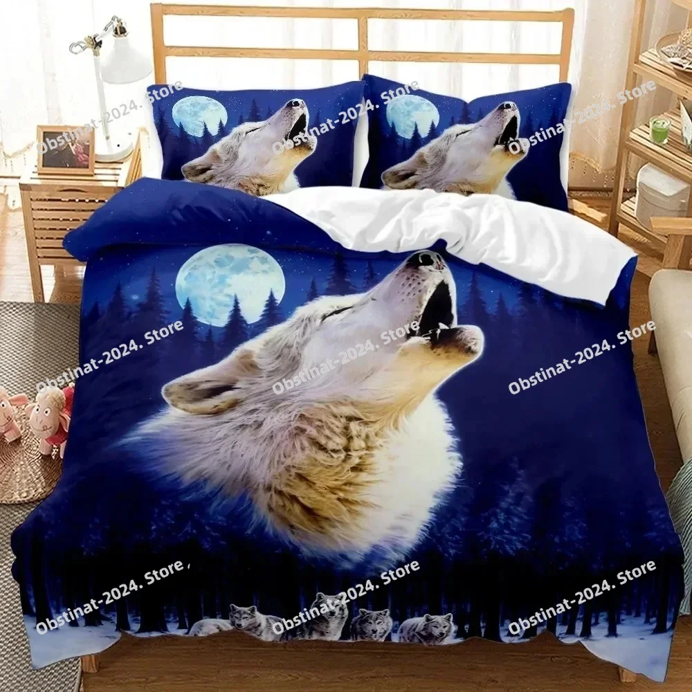 

3D Printed Wolf Bedding Set Wild Snow Wolf Animal Duvet Cover Double Twin Full Queen King Adult Kids Bedclothes Quilt Cover