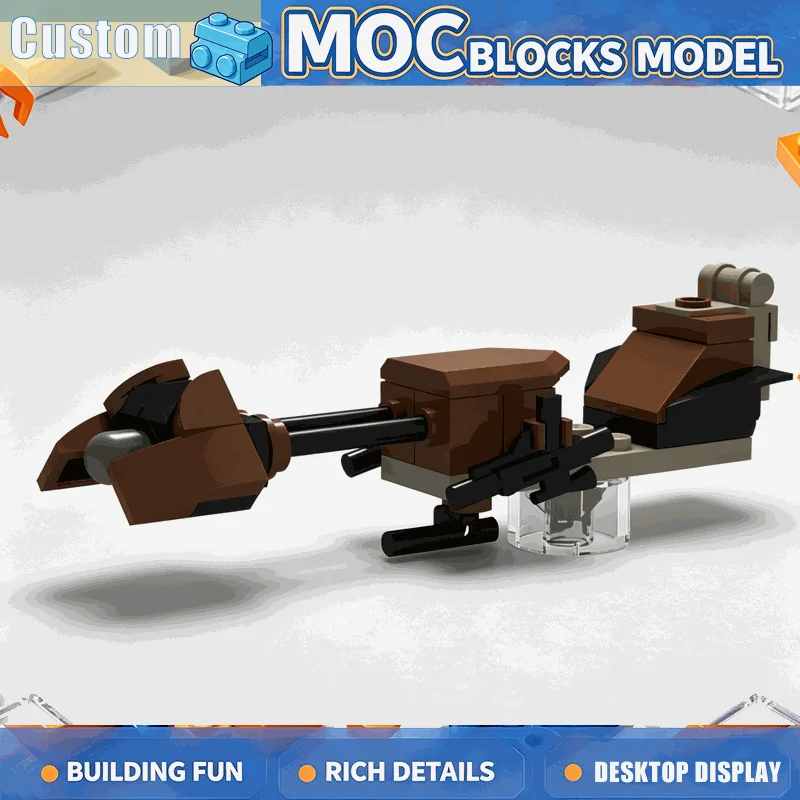 28PCS MOC Sci Fi Brown Speed Bike Vehicle Model Building Blocks DIY Creative Assembly Educational Toy Collection Gift For Boys
