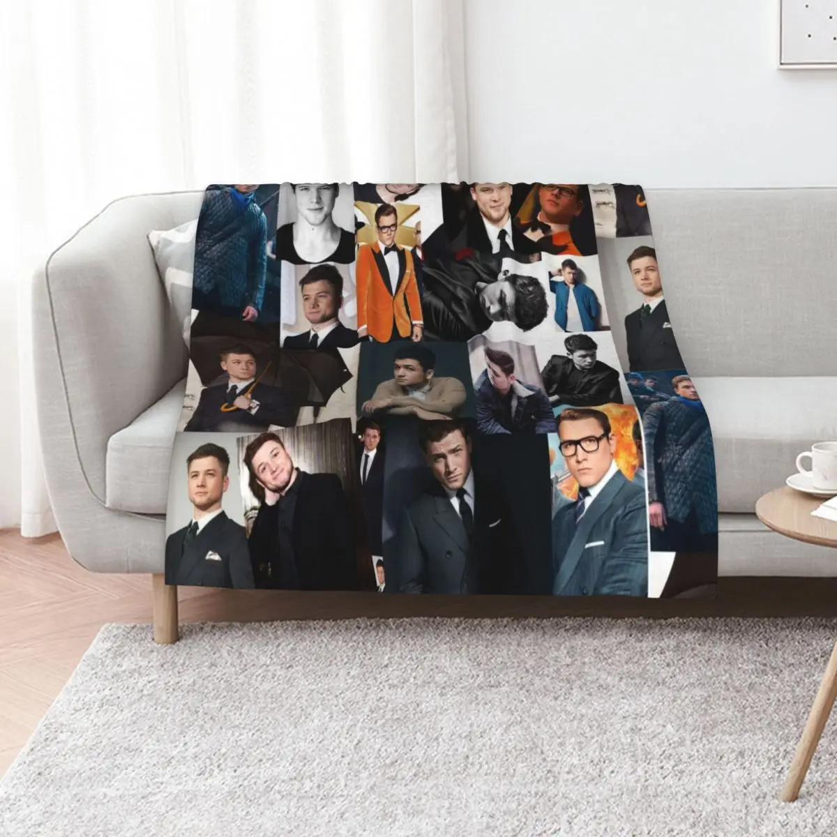 

Taron Egerton Abstract Photos Collage Throw Blanket Luxury Throw Heavy Flannels Beach Blankets
