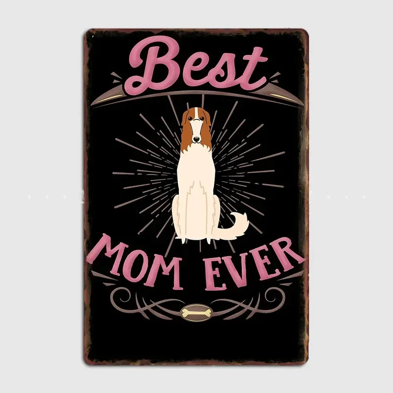

Borzoi Owner - Best Borzoi Mom Metal Sign Poster Garage Living Room Decor Living Custom Tin Vintage Home Decoration Wall