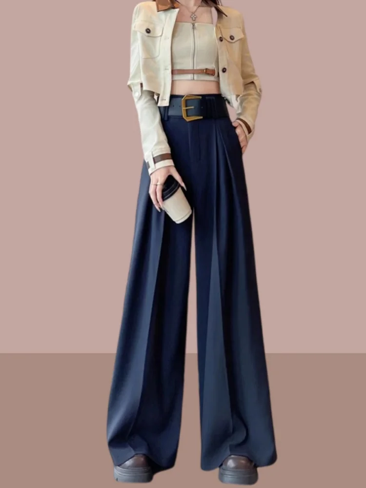 Bla Simple High Waist Wide Leg Pants Women's Suit Casual Drapey Loose Fitting Trousers Korean Sle Commute Wind