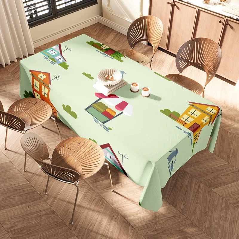 Modern kitchen tablecloth fabric printed dining room desk cloth waterproof washable colorful house design easy maintenance home