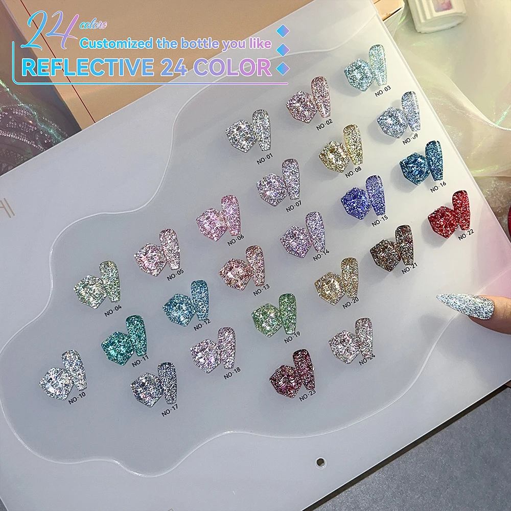 Vendeeni 24 Farben/Set Sternenhimmel Glitzer Gel Nagellack Semi-Permanent Reflektierender UV-Gel-Lack mit Display – Detail 5