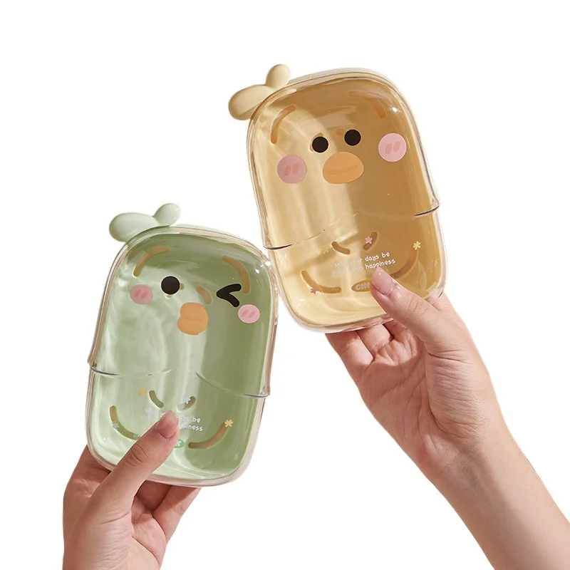 

Cute Cartoon Duck - Shaped Soap Case, Portable Travel Soap Holder with Drainage, Double - Layer Moisture - Proof for Bathroom
