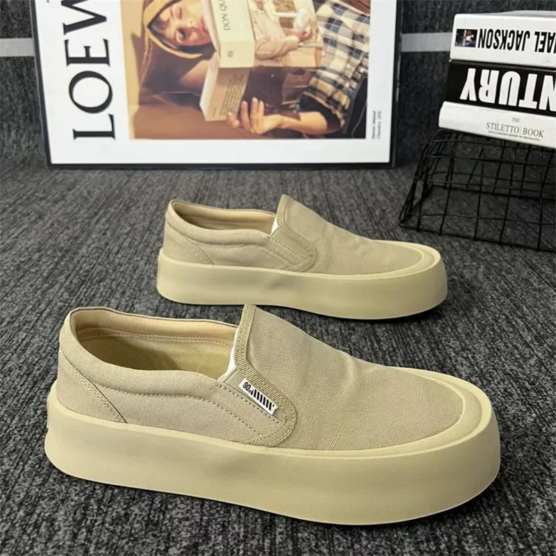 Men Casual Canvas Shoes New Handsome Ultra Light Thick Bottom Rubber Sneakers Men Lazy Versatile Breathable 2024 Shoes Summer