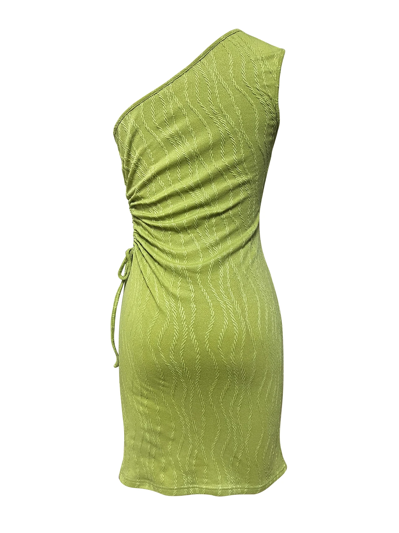Summer 2024 Cross-Border New Women's Slant Shoulder Hole Waist Belt Slim Temperament Sexy Personality Dress