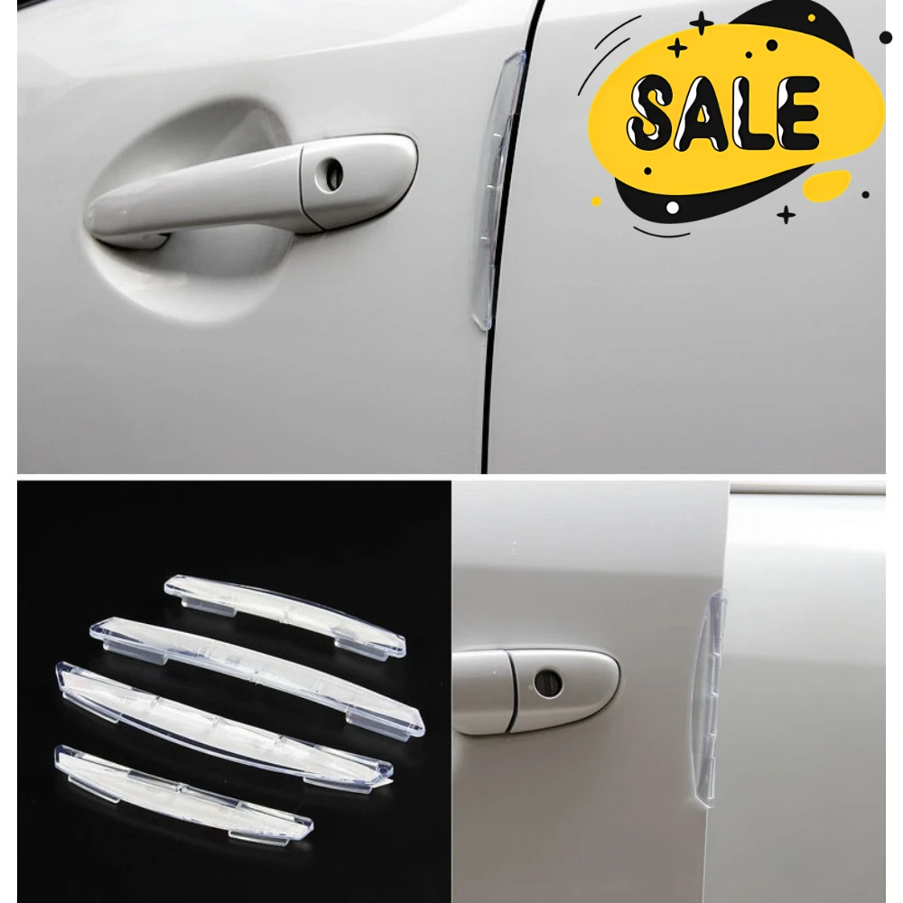 4pcs Embedded Car Door Invisible Anti-Collision Strip Utilities Scratch Resistent Paste Double Fixation Decorative External Tool