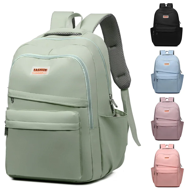 

New Solid Color Women'S Backpack Multi Pocket School Bags For Teenage Girls Anti Theft Laptop Backpack Unisex Casual Travel Bag