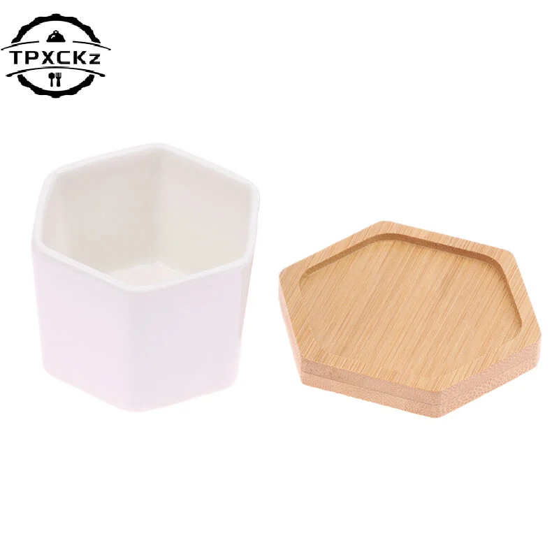 Ceramic Flowerpot White Hexagon Ceramic Pot With Tray European Flowerpot Simple  Plant Container Small Bonsai Pots