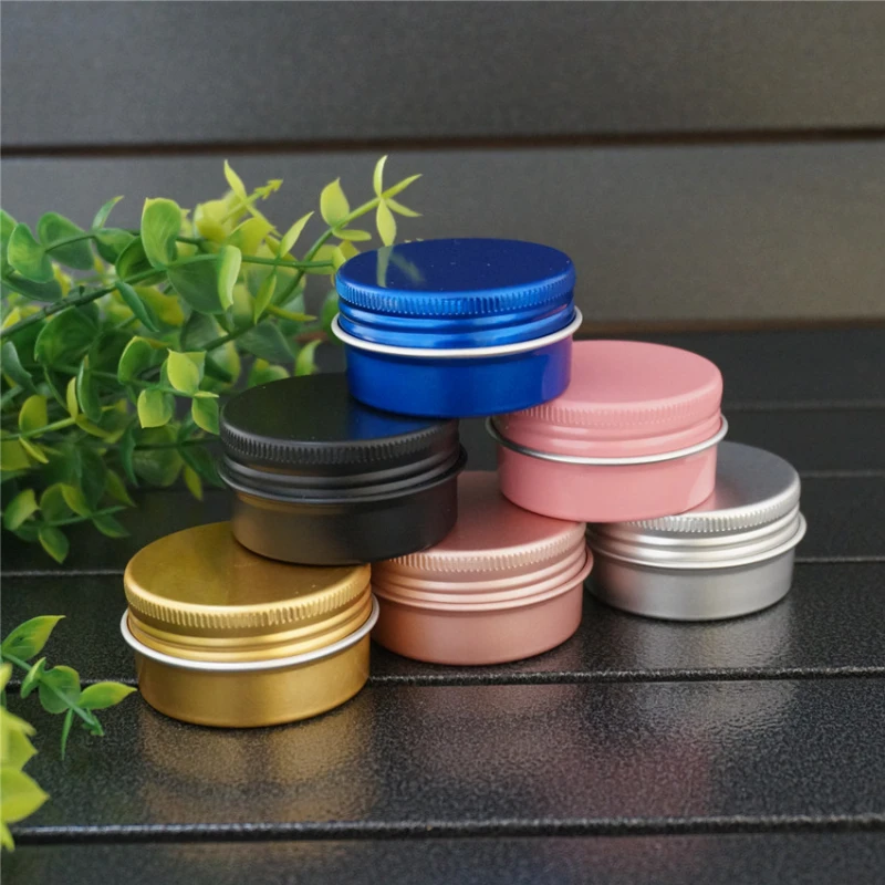 

30g 47*24mm Blue Empty Round Aluminum Box Metal Tin Cans 30ml Pink Cosmetic Cream Containers Refillable Jar Tea Aluminum Pot