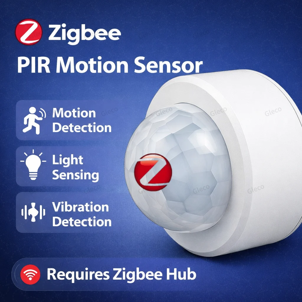 Mini capteur de mouvement PIR Zigbee, détecteur de vibrations à lumière vive, détection infrarouge passive, alarme de sécurité anti-cambriolage pour ZMQTT