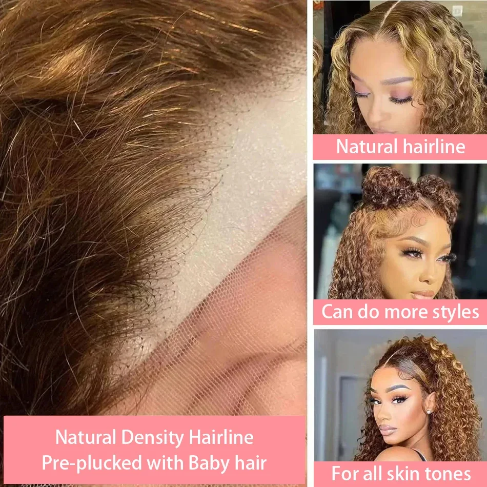Highlight Lockige Bob 13x4 Spitze Frontal Perücke Brasilianische Ombre Braun Tiefe Wasser Welle Kurze Bob Spitze Front menschliches Haar Perücken Für Frauen