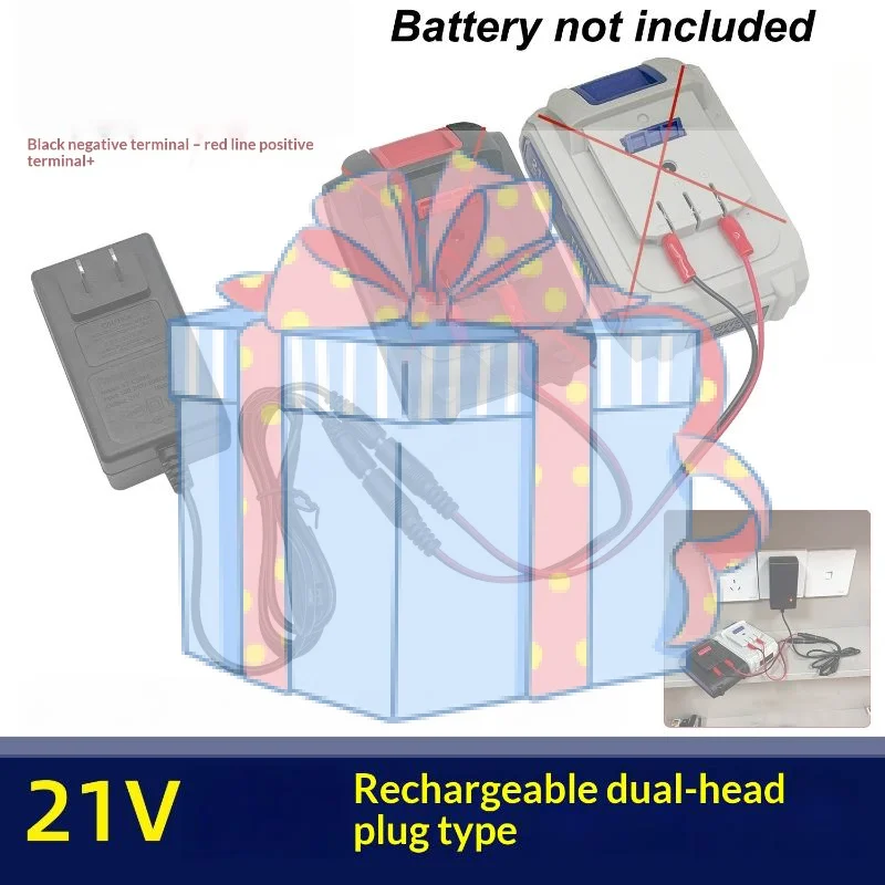 Portable Dual-head Lithium Charger Overload Protection 18V 21V 24V Safe Stable Charging for Outdoor Construction Work