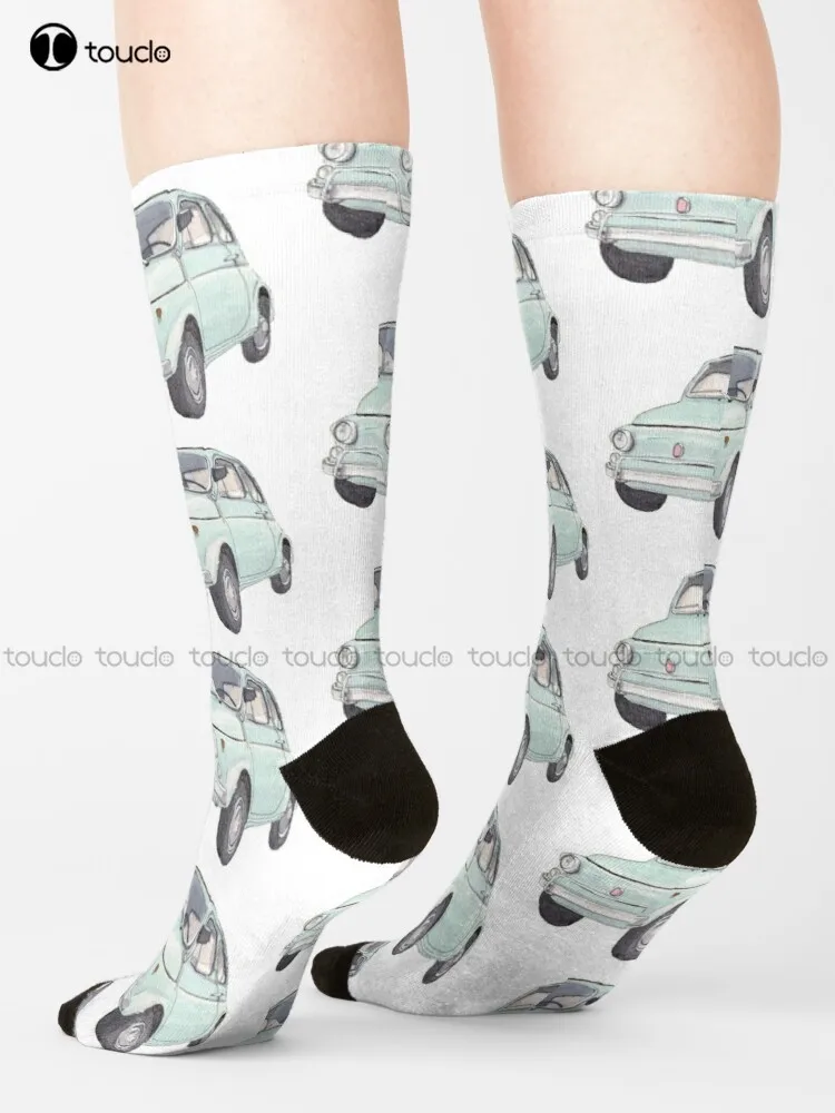 Vintage Fiat 500 Socks Slipper Socks Unisex Adult Teen Youth Socks Custom Gift 360° Digital Print Hd High Quality Fashion New