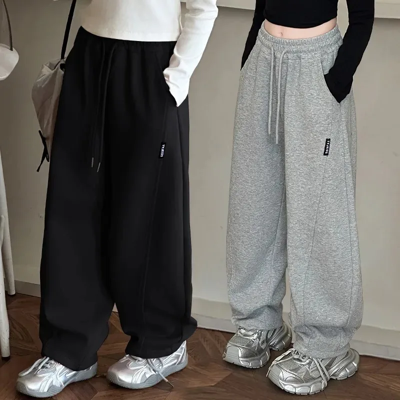 Mädchen Breite Bein Hosen Frühling Herbst Neue Kinder Casual Sport Hosen Teen Elastische Taille Gerade Baumwolle Hosen Kinder Kleidung