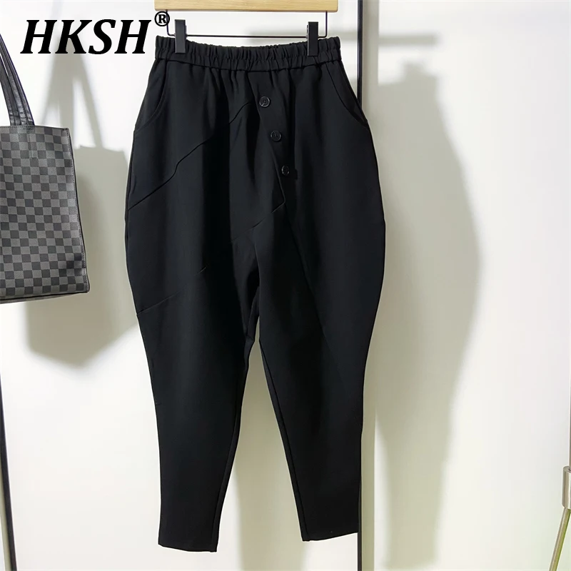 HKSH 2024 Spring Autumn New Men's Tide Dark Niche Design Wide Top Narrow Bottom Casual Pants Hip Hop Stripe Chic Trousers HK2424