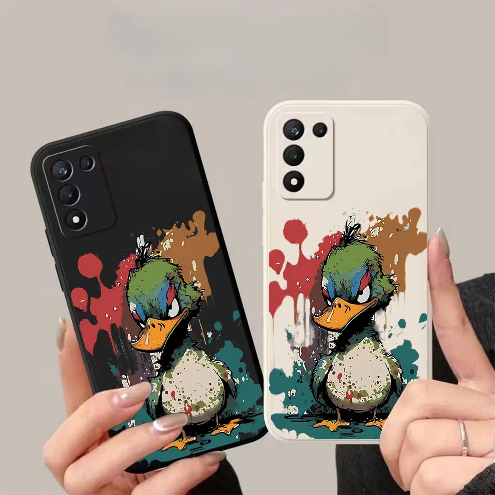 Graffiti Duck Soft Silicone Matte Phone Case For Samsung Galaxy A73 A72 A71 A70 A56 A55 A54 A53 A52 A51 A50 S 4G 5G Back Cover
