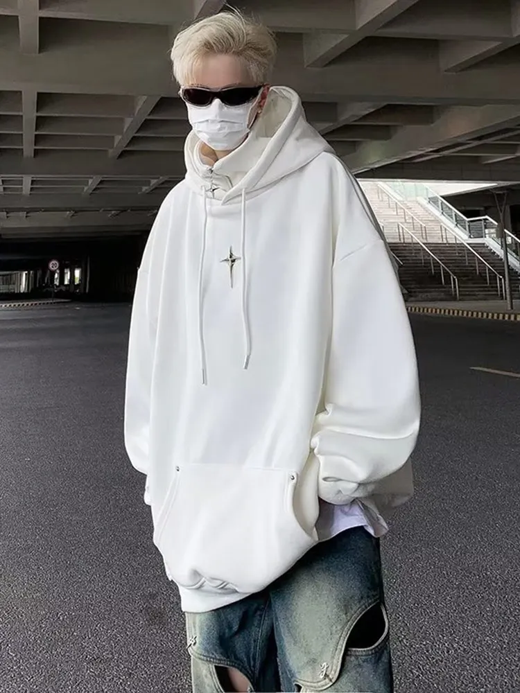 

Мужская толстовка American Sle с капюшоном и высоким воротником, весна-осень, модная уличная одежда, утепленная, с эффектом двухслойности