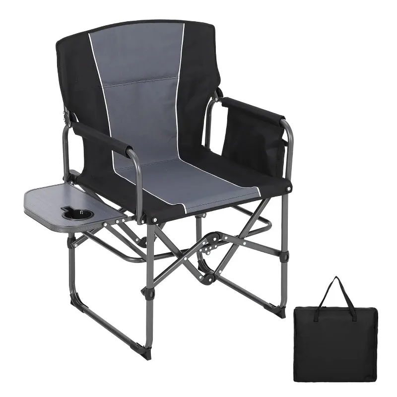 Folding Camping Chairs for Adults,Portable Chair with Side Table Pocket & Beverage Holder,Director Chair for Outside  Beach Deck