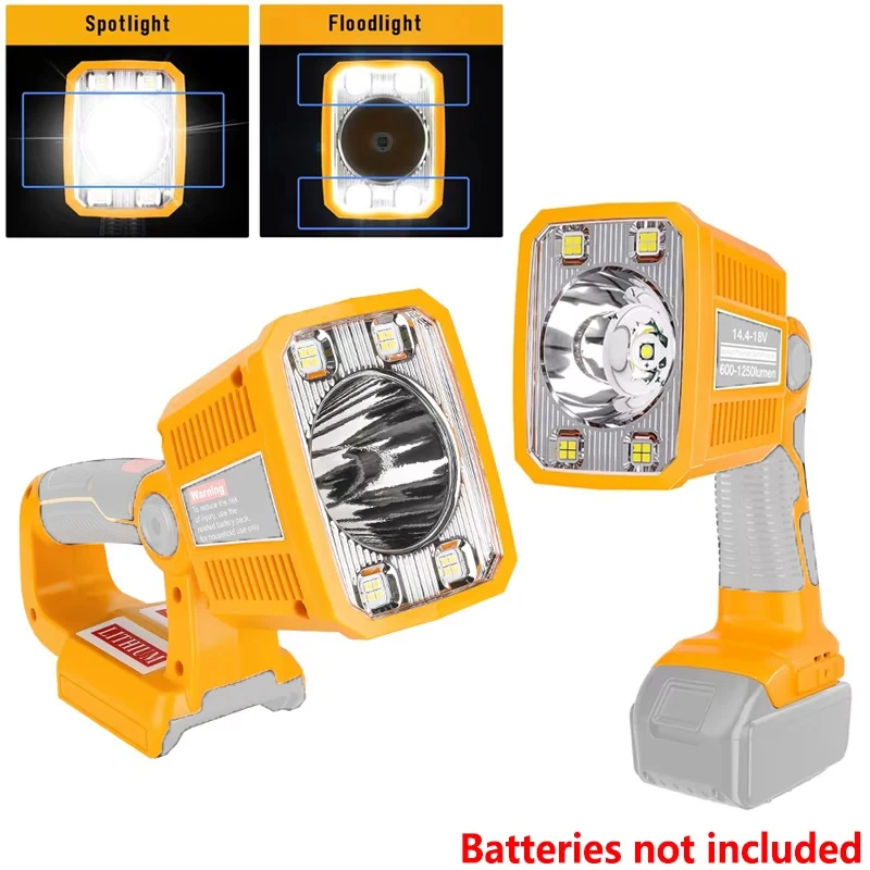 

LED Work Light for DEWALT 18V Lithium Battery Spotlight Flashlight Camping Lamp Car Repairing Emergency Job Site Lighting