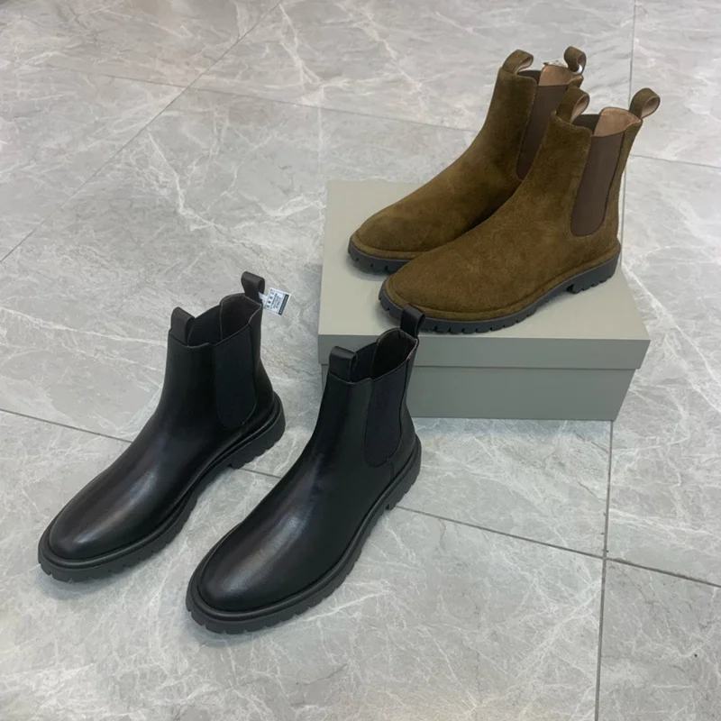 

Withered Women's Minimalist Winter Boot Shoes Retro Genuine Leather Chelsea Boots Women Fashion Ladies Cowskin Soft Ankle Boots