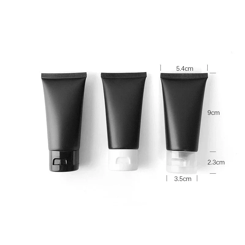 5Pcs 50ml Matte Black Plastic Squeeze Tubes Makeup Cream Lotion Travel Packaging Bottles Empty Cosmetics Container Wholesale