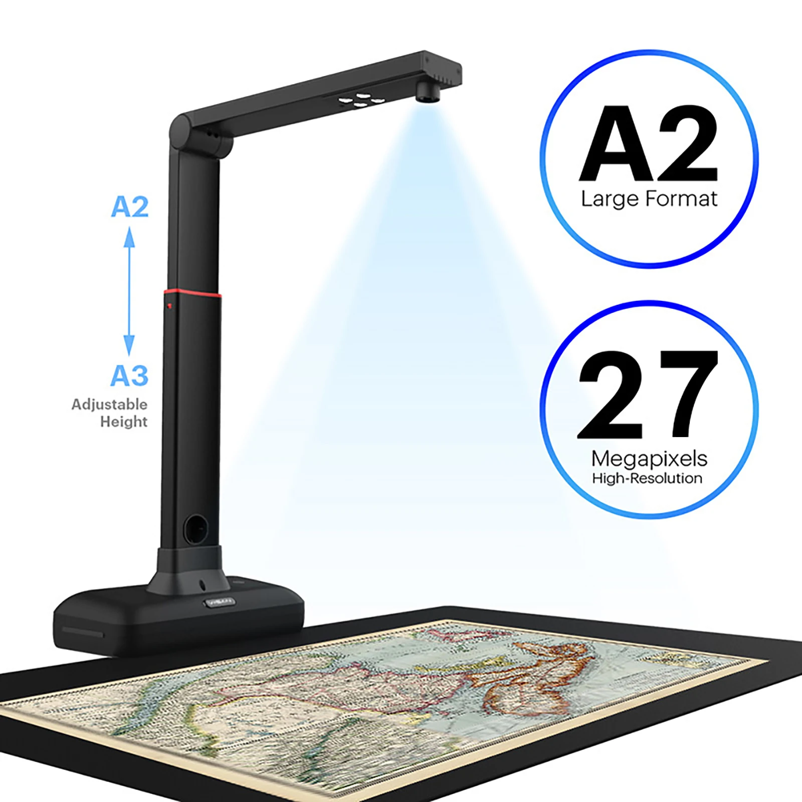 VIISAN S21 CaptureA2 27MP fotocamera HD ad alta risoluzione Book Document Scanner Auto Flatte altezza Multi lingua OCR Windows Macos