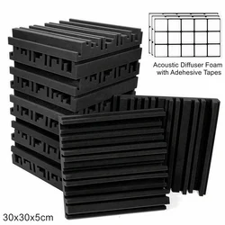 12/24Pcs Studio Acoustic Foam Panels Soundproof Sponge Diffusers Drum Room Absorption Treatment Wall Sound Foam Pads with Tapes