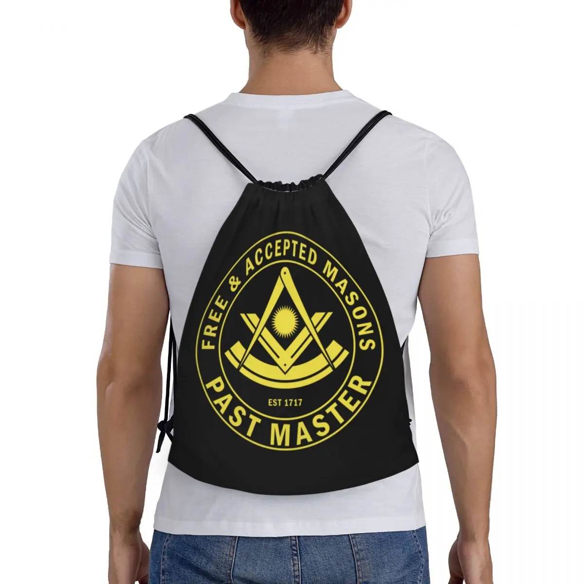 Masonic Freemason Drawstring Backpack Sports Gym Bag for Women Men Mason Freemasonry Training Sackpack