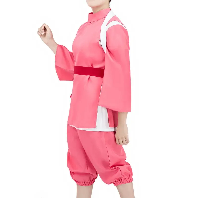 Anime Spirited Away Takino Chihiro Cosplay Nigihayami Kohakunushi Costume Pink Kimono Japanese Warrior Style Uniform