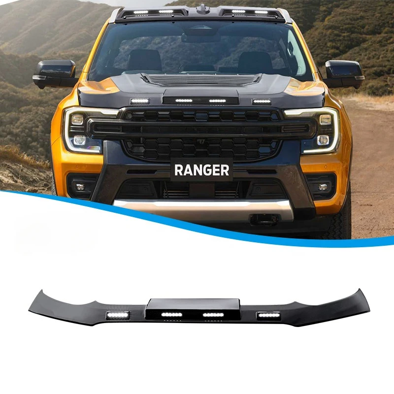 New Carbon Fiber Roof Car Light Black Front Bonnet Guard Hood Scoop Cover Other Accessories for Ford Ranger T9