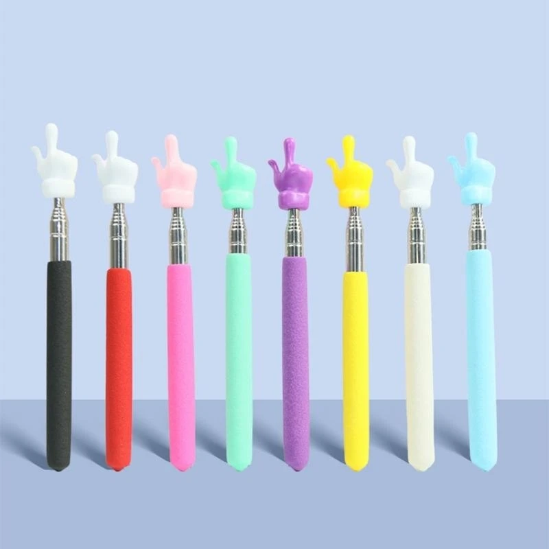 Telescopic Teacher Pointer Stick with Finger Retractable Handy Pointer Stick for Classroom Teaching Lecture