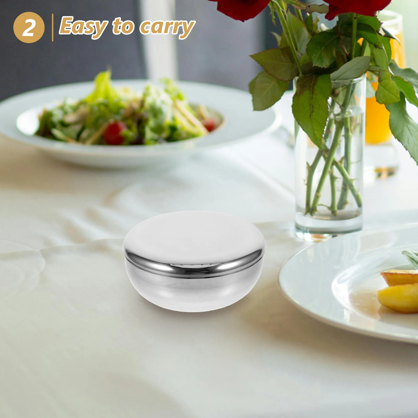 

Korean Stainless Steel Rice Bowl Gold Finish Single Layer Lid Soup Bbq Multipurpose Snack Bowl Stainless Steel Snack Bowls