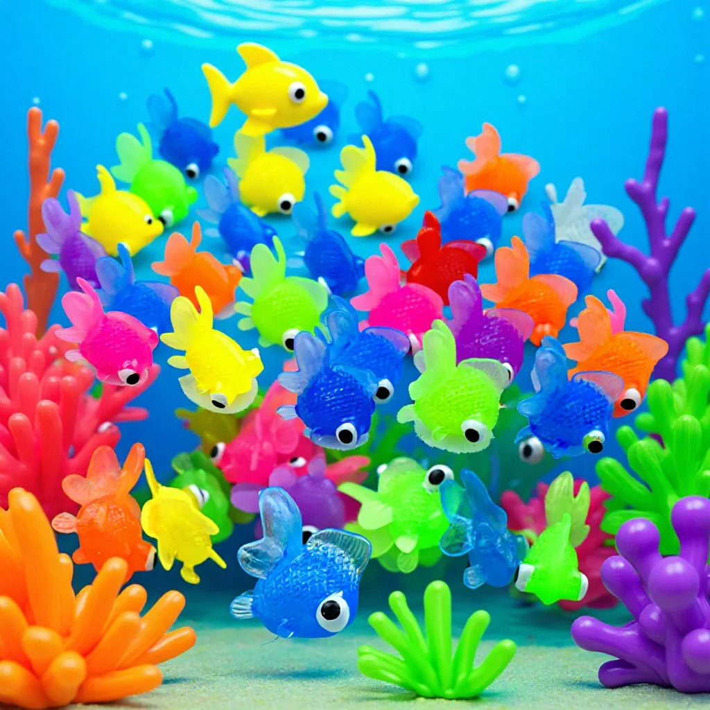 10/20/30/50PcsTPR Colorful Floating Goldfish, Cute Big-Eyed Squeeze Item Stress Relief Novelty Toy Squishy Relaxing Fidget Toy