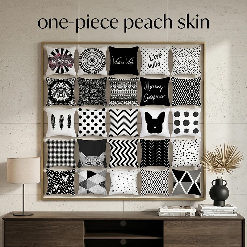 

Fashionable Decorative Square Pillowcase Pillow Cover Geometric Black and White Living Room Interior Decoration New 40x40cm