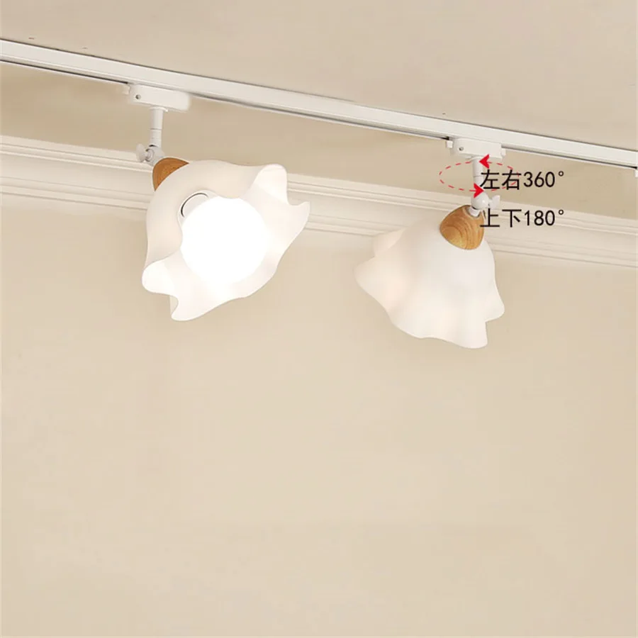 Nordic E27 LED Track Light Acrylic Flower Track Rail Spotlight AC90V-260V Track lighting Fixture For Clothing Shop Living Room