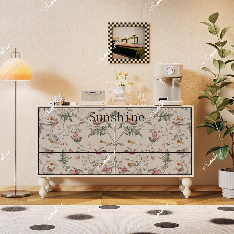 French simple cream wind six chest chest bedroom bedside chest of drawers  FT
